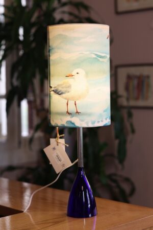 Seagull Beach/ Blue Glass Table Lamp