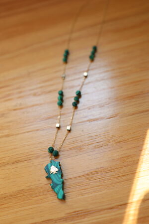 Gold Necklace With Malakite Map