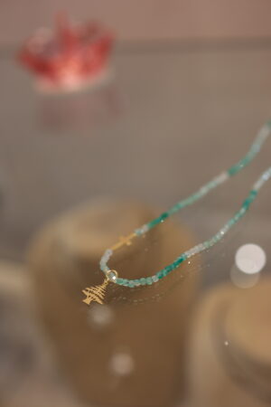 Green Onyx With Gold Cross And Cedar