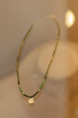 Green Tourmalines Stones With Gold Cedar
