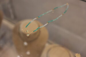 Green Tourmaline Necklace With 3 Small Motif (Cedar, Heart And Boule)