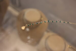 Gold Chain With Malakite And Hematites Stones Necklace With Cedar And Lock