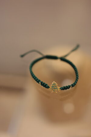 Bracelet Green Cordon With Emaille Cedar
